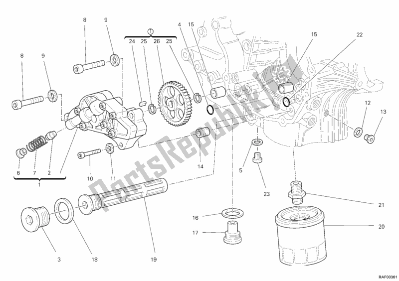All parts for the Oil Pump - Filter of the Ducati Monster 696 USA 2009
